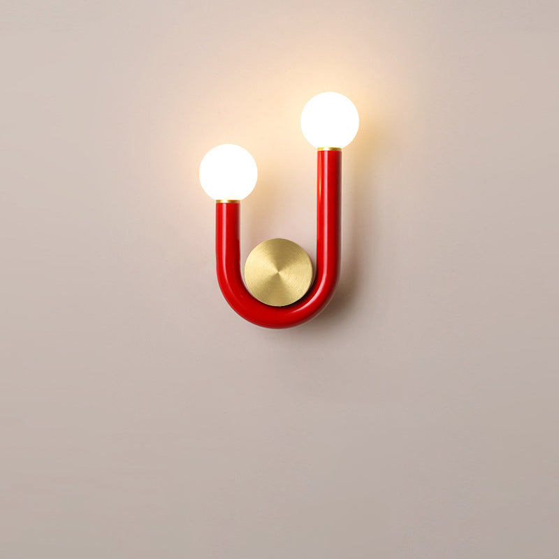 Lámpara de aplique de pared LED de hierro, aluminio y acrílico en forma de U creativa contemporánea para sala de estar 