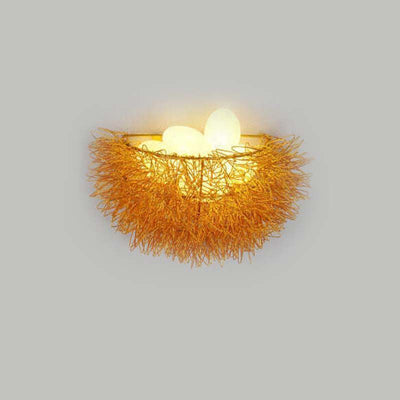 Contemporary Creative Aluminum Bird's Nest 3/5-Light Wall Sconce Lamp For Living Room