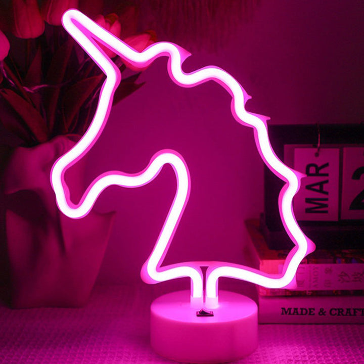 Lampe de table LED en acrylique plastique licorne arc-en-ciel créative contemporaine pour chambre 