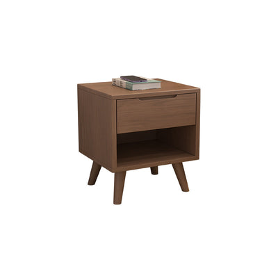 Table de nuit en bois de caoutchouc carré cubique rectangulaire moderne avec 1/2 tiroir pour chevet 