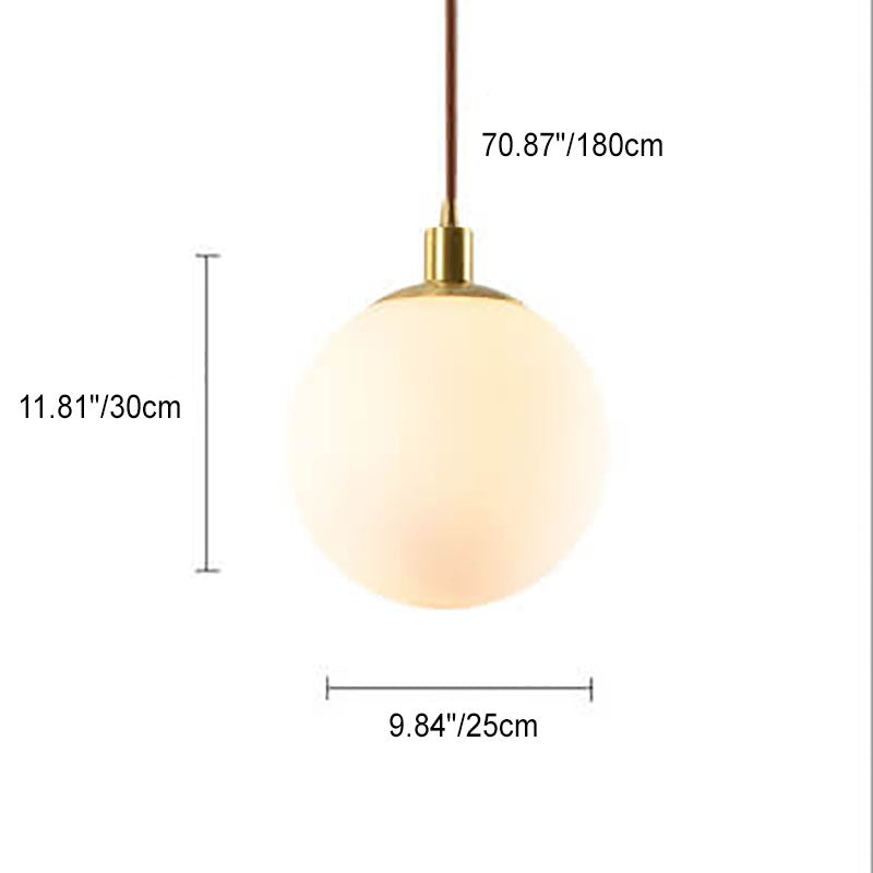 Nordic Minimalist White Orb 1-Light Pendant Light