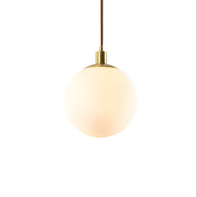 Nordic Minimalist White Orb 1-Light Pendant Light