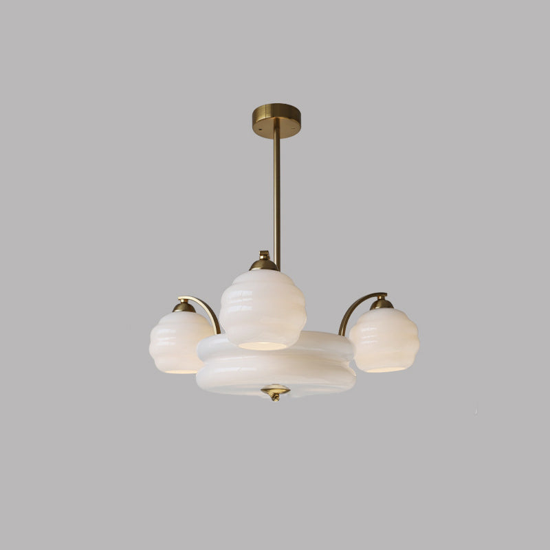 Lustre Moderne à Branches Courbées Style Mi-Siècle avec Baguette Ronde et Globes en Verre et Fer 4/6/8 Lumières pour Salon 