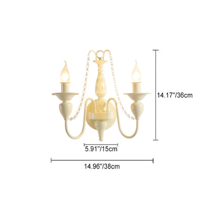 Applique Murale Traditionnelle en Fer Cristal Français 1/2 Lumière pour Chambre 