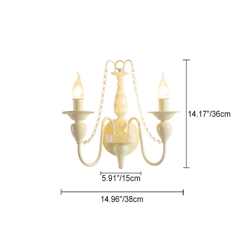 Applique Murale Traditionnelle en Fer Cristal Français 1/2 Lumière pour Chambre 