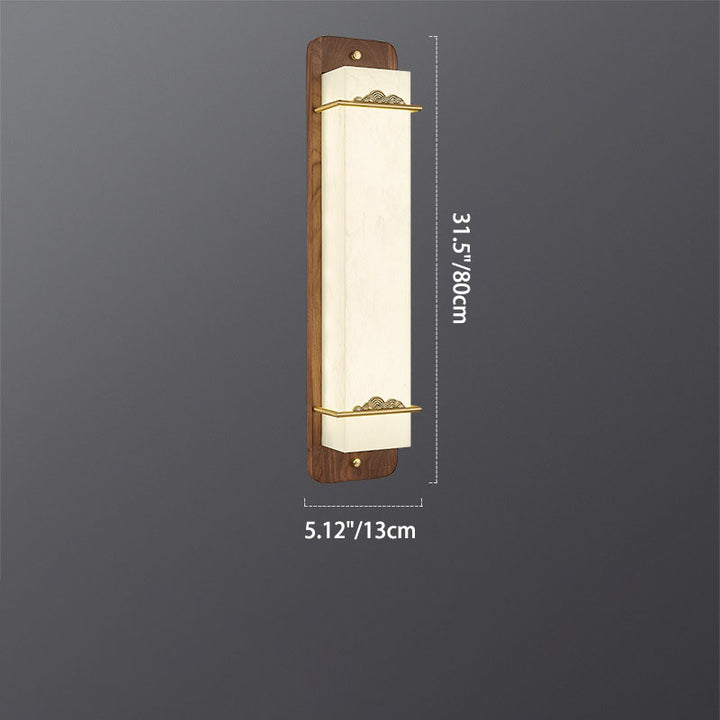 Applique murale LED rectangulaire en laiton chinois traditionnel avec noix en acrylique pour chevet 