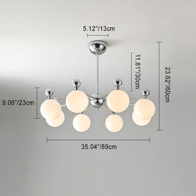 Moderner minimalistischer Kronleuchter mit runder Kugel aus Glas und Eisen, 5/8 Lichter für Wohnzimmer 