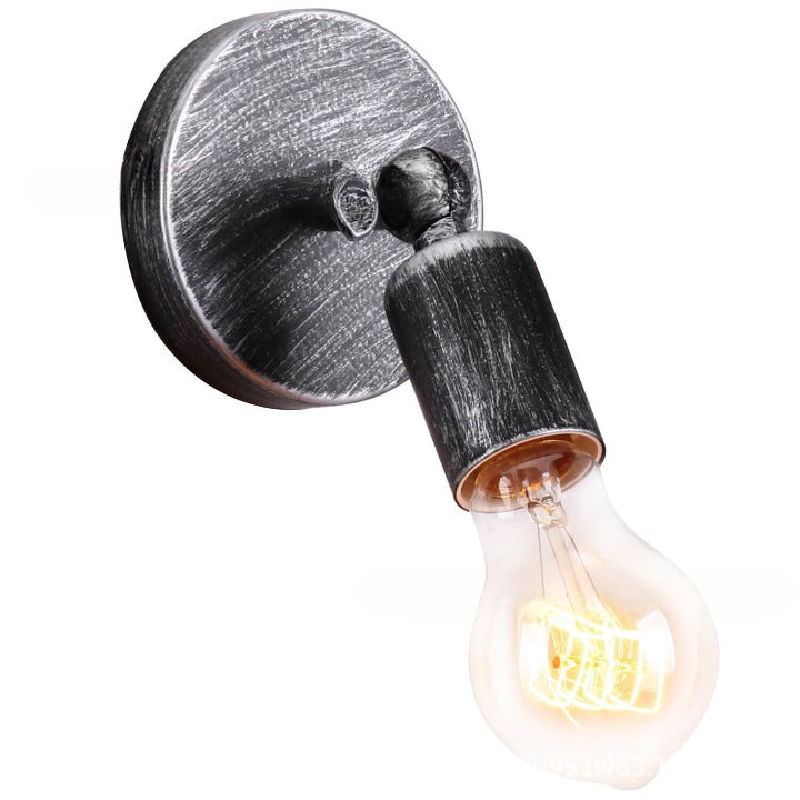 Contemporary Industrial Iron Round Exposed Bulb 1-Light Wall Sconce Lamp For Entryway