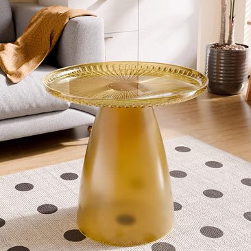 Table d'appoint moderne minimaliste ronde en plastique PET à 1 pied pour salon 