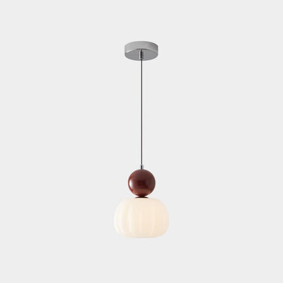 Moderne minimalistische runde Kürbis Eisen Acryl 1-Licht Pendelleuchte für Schlafzimmer 