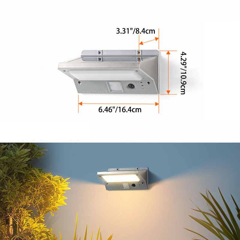 Moderne minimalistische rechteckige trapezförmige ABS PC LED Wandleuchte Solarlampe für Garten 