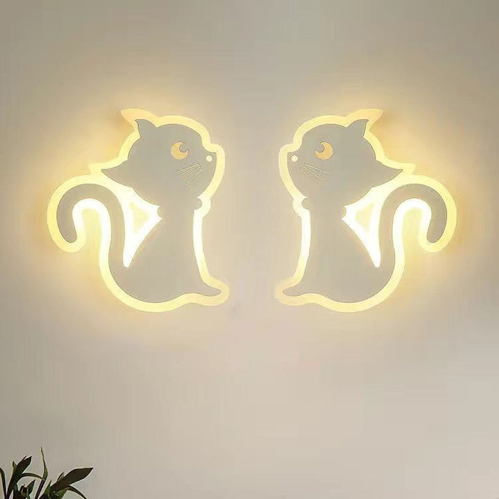 Moderne Einfachheit Cartoon Katze Eisen Acryl LED Wand Leuchte Lampe Für Schlafzimmer 