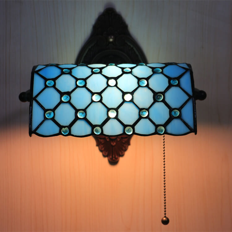 Tiffany Lucite Beads Stained Glass 1-Light Wall Sconce Lamp