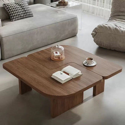 Mesa Auxiliar Rectangular Tradicional Japonesa de Pino de 1 Nivel para Sala de Estar 