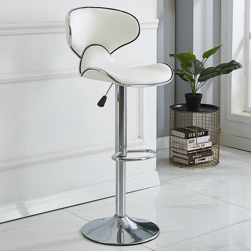 Tabouret de bar pivotant en cuir PU incurvé industriel contemporain avec repose-pieds pour salle à manger 