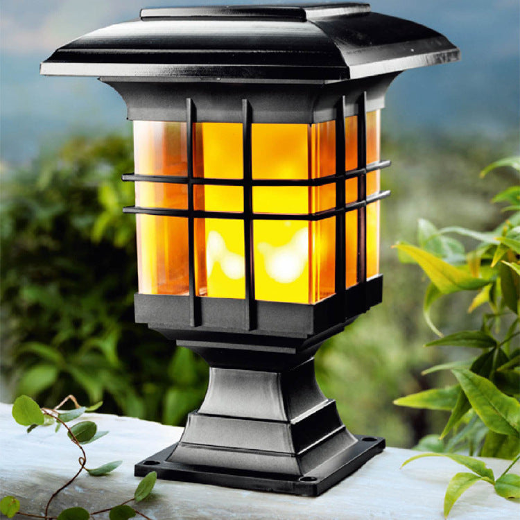 Modern Simplicity Solar Square Pillar Plastic LED Outdoor Light Lawn Landscape For Garden