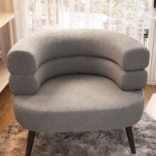 Modern Minimalist Oval Sherpa Fabric Carbon Steel Vanity Stool Backrest For Bedroom