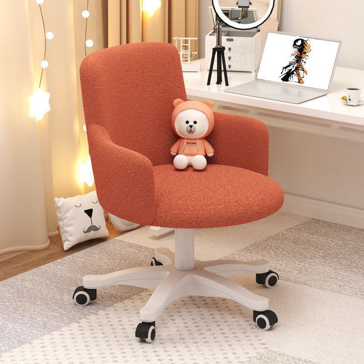Modern Minimalist Fabric Velvet Nylon Sponge Round Rotatable Desk Chair Backrest Armrest For Home Office