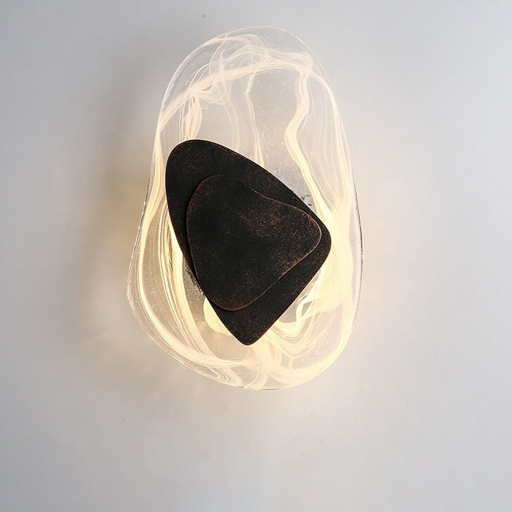 Modern Art Deco Irregular Oval Glass Iron LED Wall Sconce Lamp For Living Room