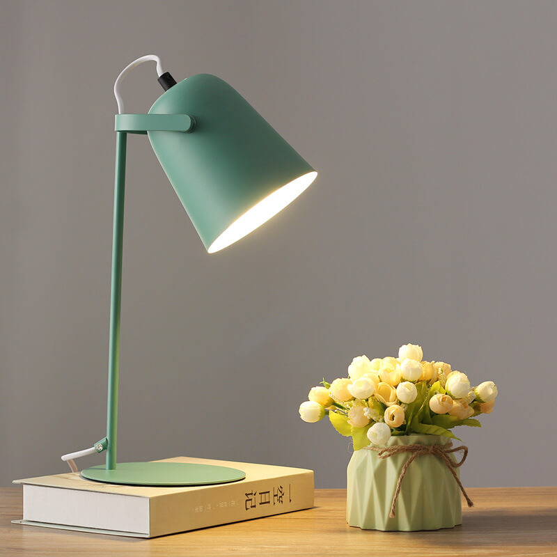 Nordic Macaron Farbe Kreatives Eisen-Eimer-Design 1-Licht Tischlampe 
