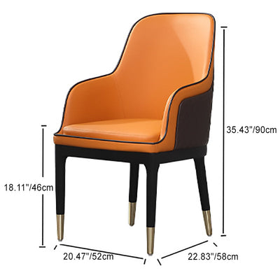 Chaise de salle à manger carrée contemporaine en cuir nordique bois métal éponge avec dossier et accoudoirs pour salle à manger 