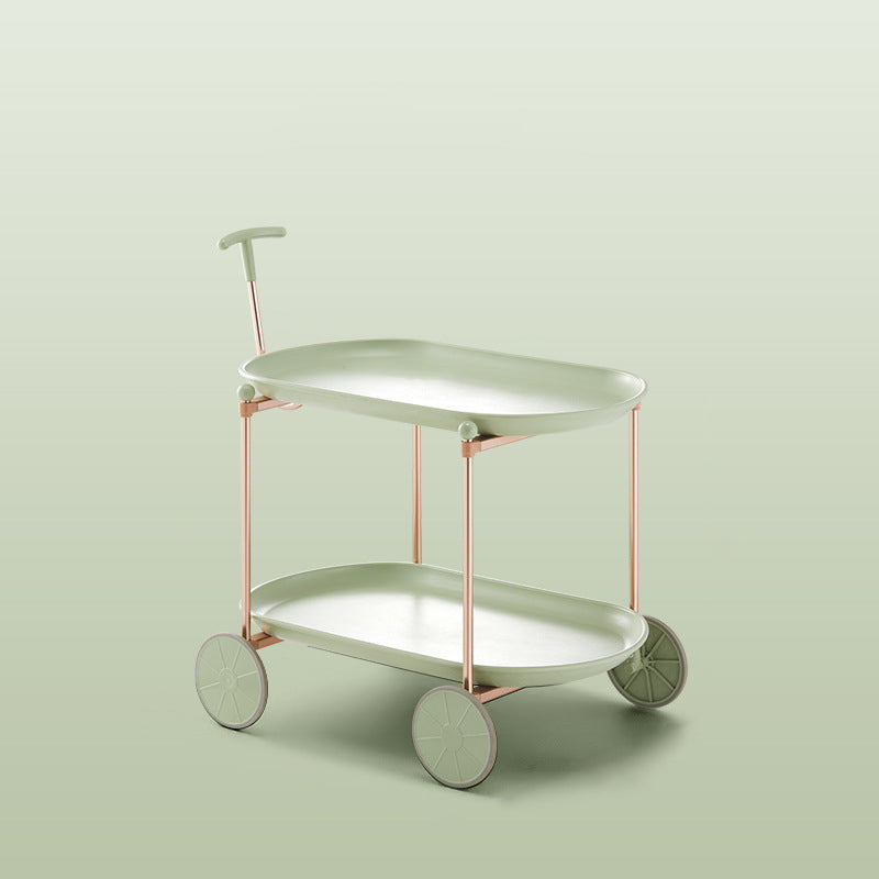 Zeitgenössischer nordischer ovaler runder ABS-Aluminium-Beistelltisch 2-stufig für das Wohnzimmer 