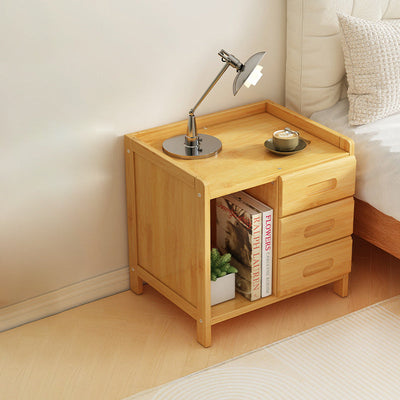 Table de nuit moderne minimaliste rectangulaire en bambou à densité de panneau 1/3 tiroir pour chambre 