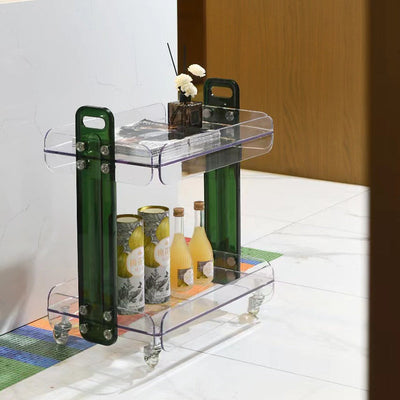 Zeitgenössischer rechteckiger skandinavischer Acryl-PC-Endtisch mit 2 Ebenen für das Schlafzimmer 