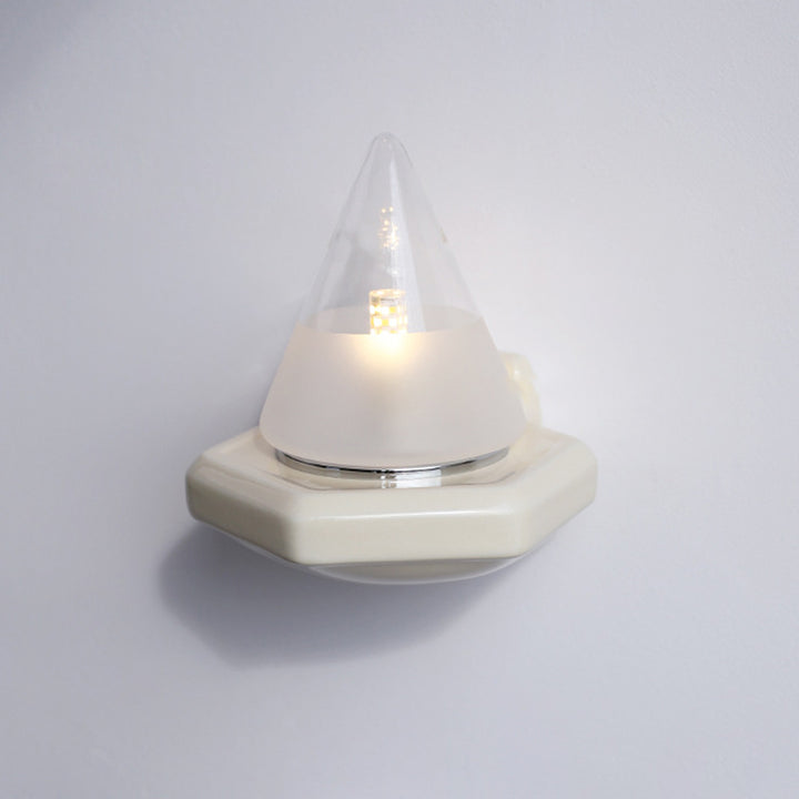 Traditional Vintage Conical Ceramic Glass Iron 1-Light Wall Sconce Lamp For Living Room