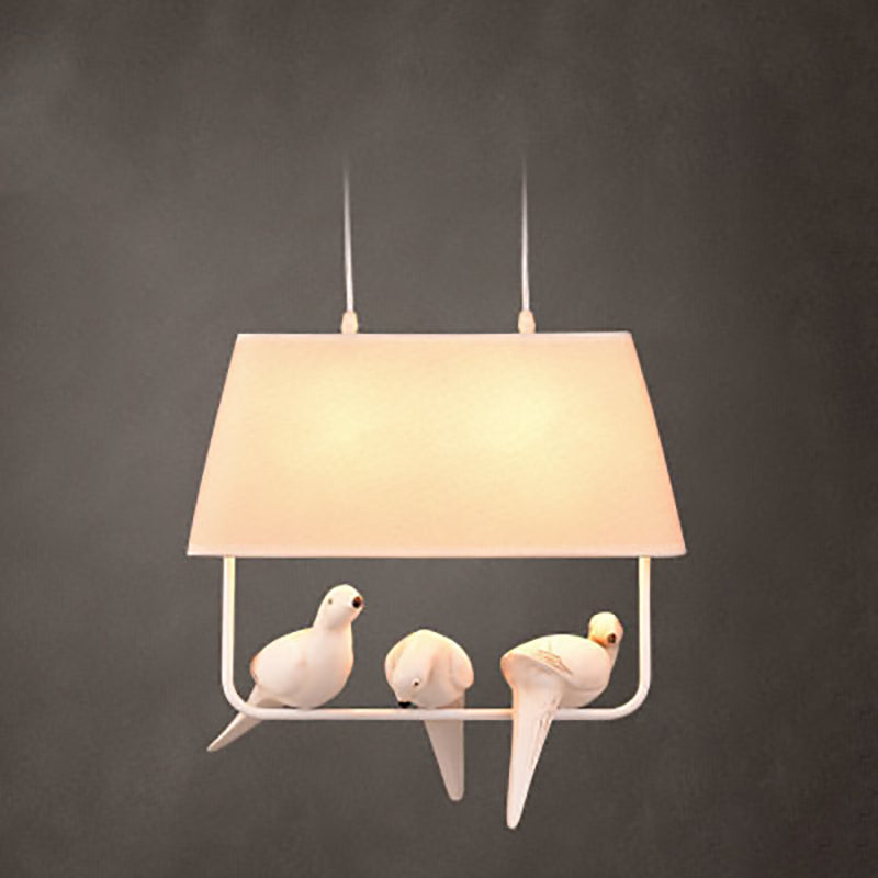 Contemporary Scandinavian Bird Iron Burlap Resin 1/2 Light Chandelier For Bedroom