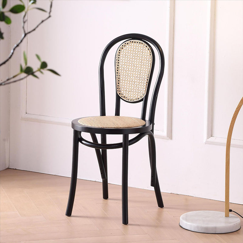 Traditional Vintage Round Faux Rattan Beech Wood Weaving Dining Chair Backrest For Dining Room