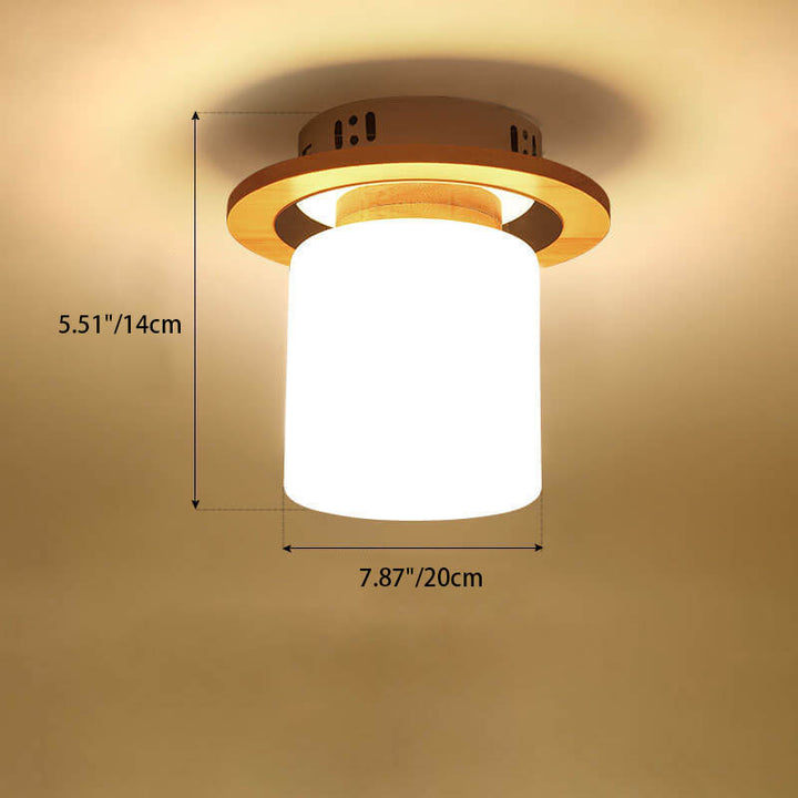 Luz de techo semiempotrada de 1 luz cuadrada circular de madera minimalista nórdica moderna 