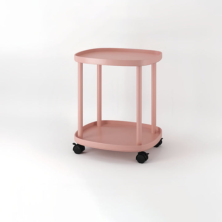 Mesa Auxiliar Escandinava Contemporánea Cuadrada de Acero al Carbono PP de 2 Niveles Movible para Dormitorio 