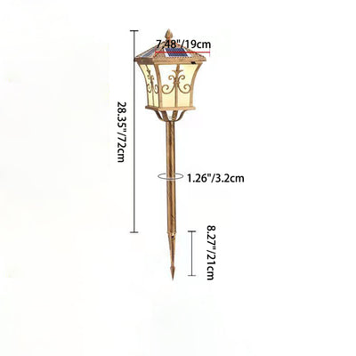 الإضاءة الخارجية التقليدية الصينية الشمسية المقاومة للماء من الألومنيوم والحديد والزجاج LED لأعمدة المناظر الطبيعية للحدائق 