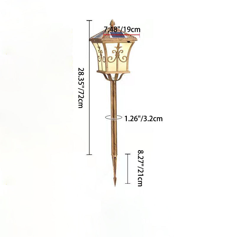 الإضاءة الخارجية التقليدية الصينية الشمسية المقاومة للماء من الألومنيوم والحديد والزجاج LED لأعمدة المناظر الطبيعية للحدائق 