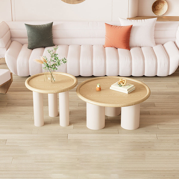 Moderner minimalistischer runder Couchtisch aus umweltfreundlichem Holzwerkstoff mit 4 Beinen für das Wohnzimmer 