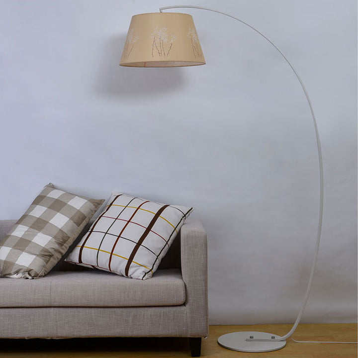 Lámpara de pie moderna de lujo ligero de hierro forjado con cilindro curvado de 1 luz 
