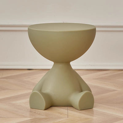 Table d'appoint ronde scandinave contemporaine avec base en PE et ours cartoon pour salon 