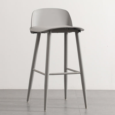 Moderner minimalistischer rechteckiger Barhocker aus Kohlenstoffstahl mit Kunststofflehne für das Esszimmer 