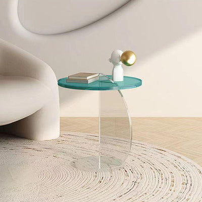 Table basse ronde semi-circulaire minimaliste moderne en plastique pour salon 