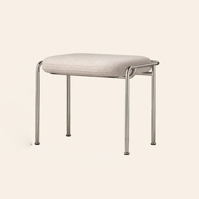 Tabouret de coiffeuse carré contemporain scandinave en coton et lin avec cadre en acier inoxydable sans dossier pour chambre 