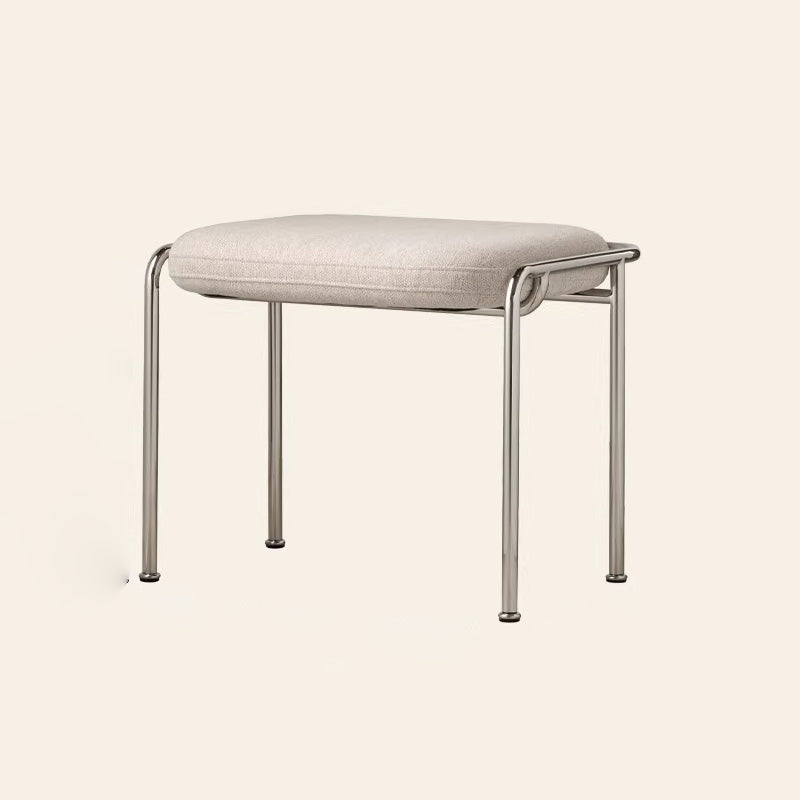 Tabouret de coiffeuse carré contemporain scandinave en coton et lin avec cadre en acier inoxydable sans dossier pour chambre 