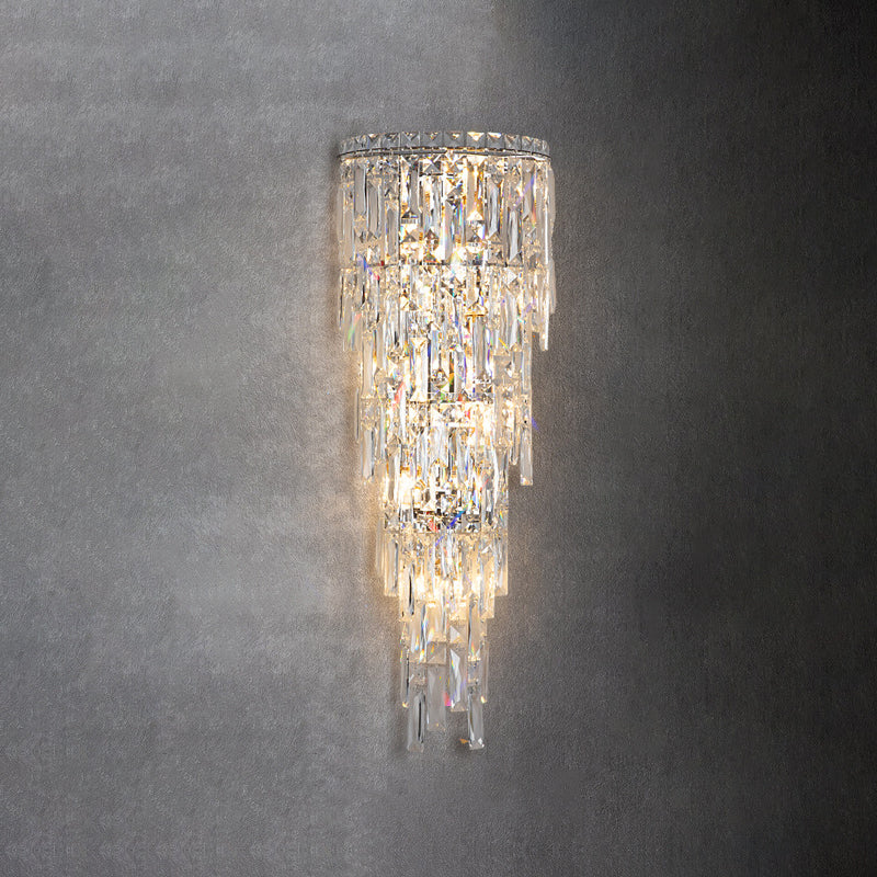 Contemporary Luxury Crystal Tassel Half Post 1-Light Wall Sconce Lamp For Living Room