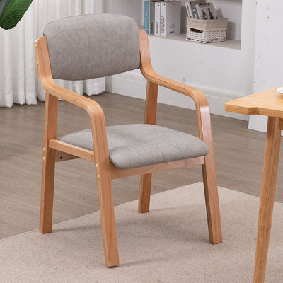 Chaise de salle à manger en tissu moderne simplicité bois éponge carrée dossier accoudoir pour salle à manger 