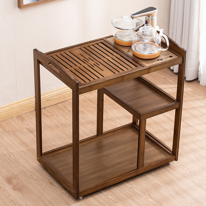 Moderner minimalistischer rechteckiger Massivholz-Beistelltisch mit 3 Ebenen für das Wohnzimmer 