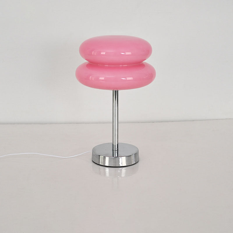 Lampe de table LED en verre et fer USB champignon rond créatif contemporain pour salon 