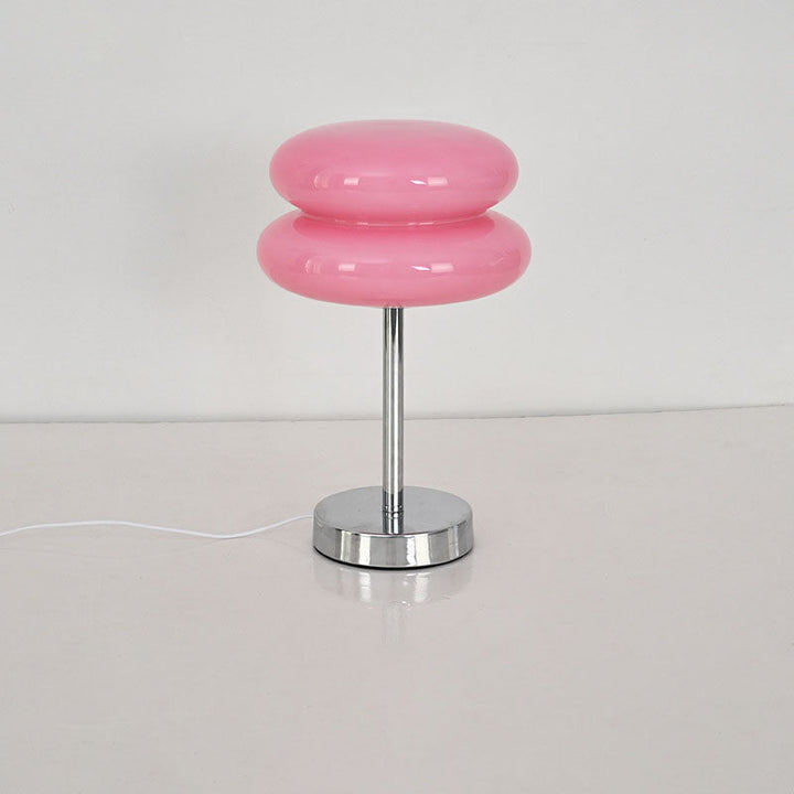 Lampe de table LED en verre et fer USB champignon rond créatif contemporain pour salon 