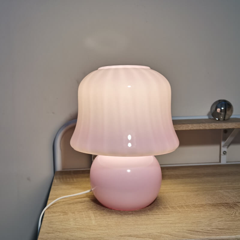 Lampe de table moderne créative en verre à couleur unie avec design de champignon 1 lumière 