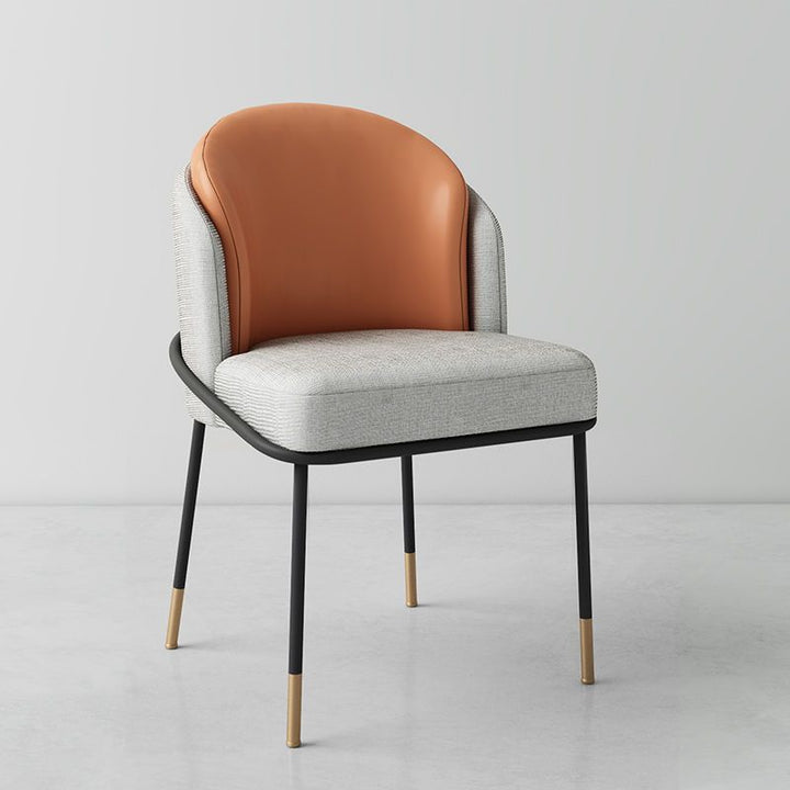 Contemporary Nordic PU Leather Fabric Iron Sponge Square Wraparound Dining Chair Backrest For Living Room
