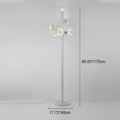 Modern Eclectic Iron Mesh Geometric Semi-Circular Hardware Base 6-Light Standing Floor Lamp For Home Office